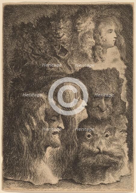 Fantastic Heads, 1638. Creator: Jacob III de Gheyn.