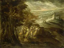 Fantastic Landscape with Figures, late 16th century. Creator: Unknown