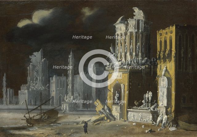 Fantastic Ruins with Saint Augustine and the Child, 1623. Artist: Nomé, François de (1593-after 1630)