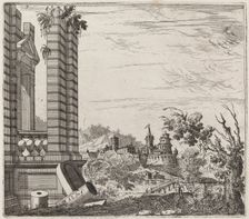 Fantastic River Landscape with Ruins and a Castle, before 1753. Creator: Giuseppe Antonio Landi