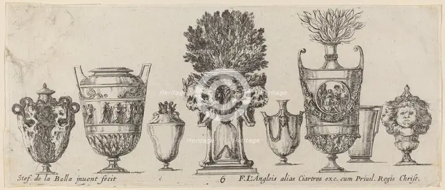 Fantastic Vases, probably 1646. Creator: Stefano della Bella.