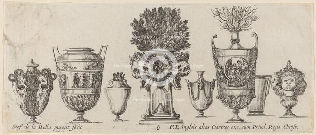 Fantastic Vases, probably 1646. Creator: Stefano della Bella.