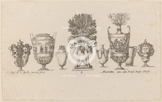 Fantastic Vases, probably 1646. Creator: Stefano della Bella.