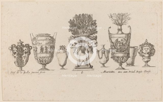 Fantastic Vases, probably 1646. Creator: Stefano della Bella.