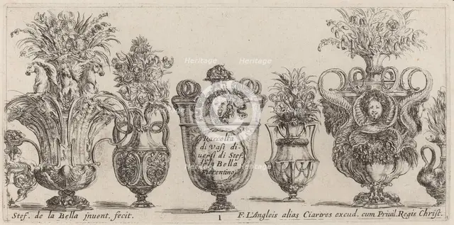 Fantastic Vases, probably 1646. Creator: Stefano della Bella.