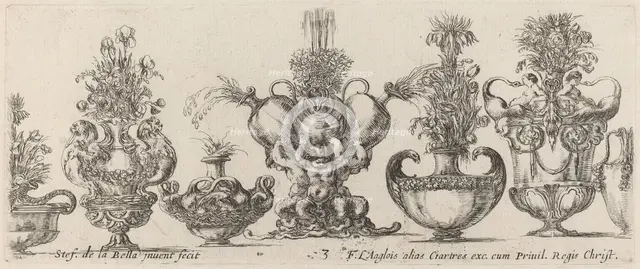 Fantastic Vases, probably 1646. Creator: Stefano della Bella.
