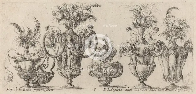Fantastic Vases, probably 1646. Creator: Stefano della Bella.