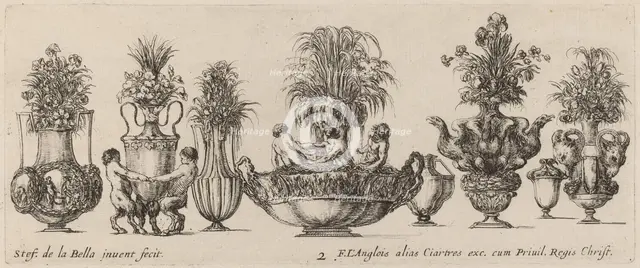 Fantastic Vases, probably 1646. Creator: Stefano della Bella.