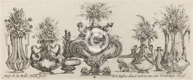 Fantastic Vases, probably 1646. Creator: Stefano della Bella.