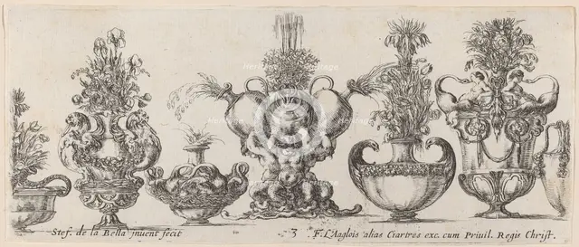 Fantastic Vases, probably 1646. Creator: Stefano della Bella.