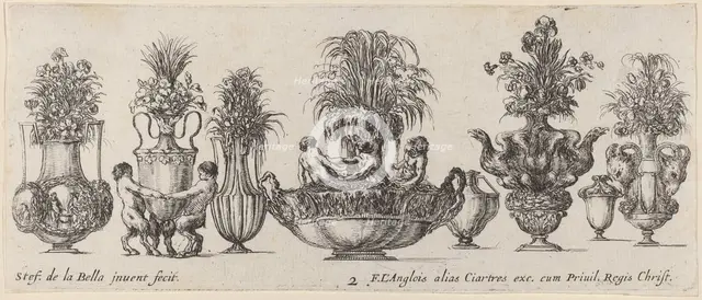 Fantastic Vases, probably 1646. Creator: Stefano della Bella.