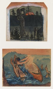Fantasy 1. A Giant Drinking 2. Iku-Turso, c1890s. Creator: Hugo Simberg