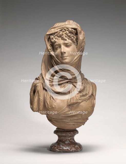 Fantasy Bust of a Veiled Woman (Marguerite Bellanger?), c. 1865/1870. Creator: Albert Ernest Carrier de Belleuse.