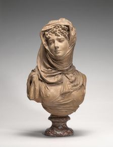 Fantasy Bust of a Veiled Woman (Marguerite Bellanger?), c. 1865/1870. Creator: Albert Ernest Carrier de Belleuse