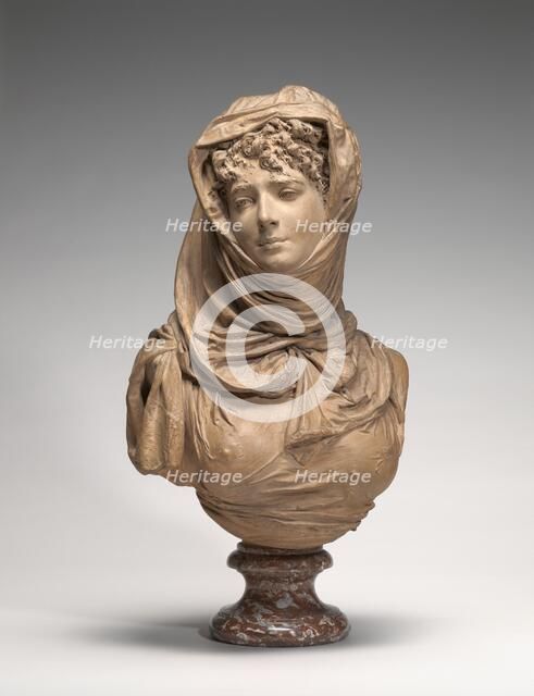 Fantasy Bust of a Veiled Woman (Marguerite Bellanger?), c. 1865/1870. Creator: Albert Ernest Carrier de Belleuse.