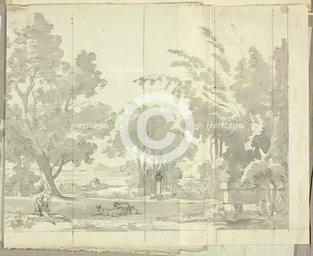 Fantasy Landscape with Ruins and Figures, n.d. Creator: Pierre Antoine Mongin.