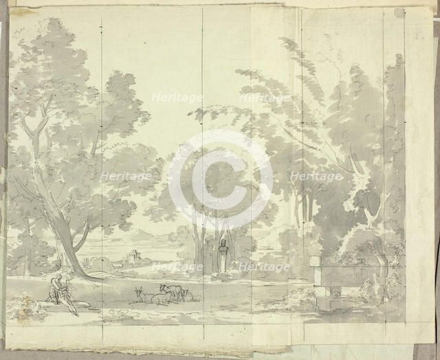 Fantasy Landscape with Ruins and Figures, n.d. Creator: Pierre Antoine Mongin.