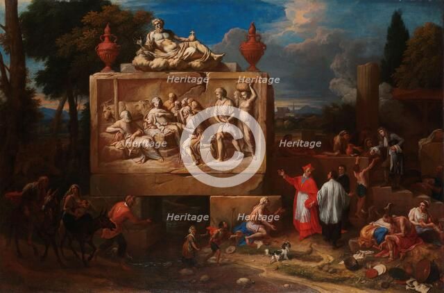 Fantasy landscape with St Charles Borromeo, c.1700-c.1720. Creator: Henry Ferguson.