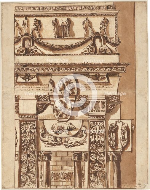 Fantasy of a Façade with Bizarre Ornaments, 1764/1766. Creator: Giovanni Battista Piranesi.