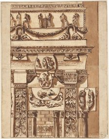 Fantasy of a Façade with Bizarre Ornaments, 1764/1766. Creator: Giovanni Battista Piranesi