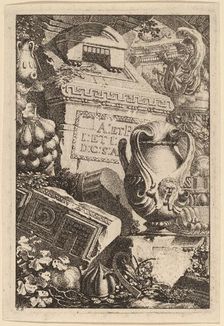 Fantasy of an Antique Tomb with Fragments of Architecture and Sculpture, 1770/1780. Creator: Karl Schutz