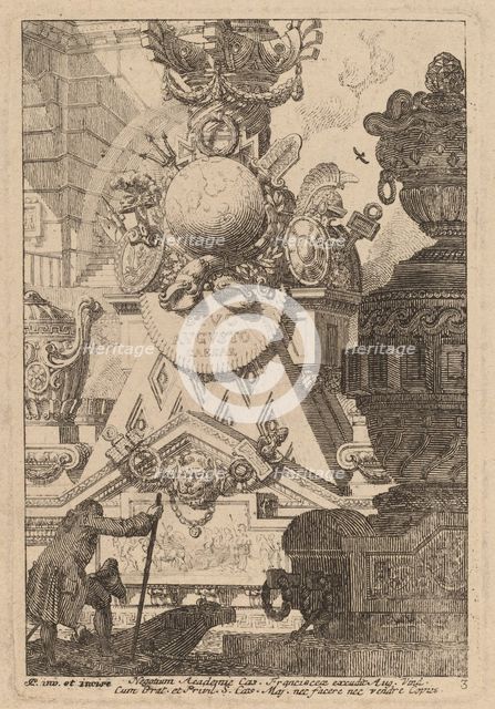 Fantasy of an Antique Trophy to Augustus, 1770/1780. Creator: Karl Schutz.