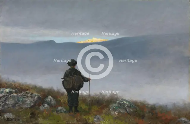 Far, far away Soria Moria Palace shimmered like Gold..., 1900. Creator: Theodor Kittelsen.
