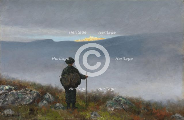 Far, far away Soria Moria Palace shimmered like Gold..., 1900. Creator: Theodor Kittelsen.