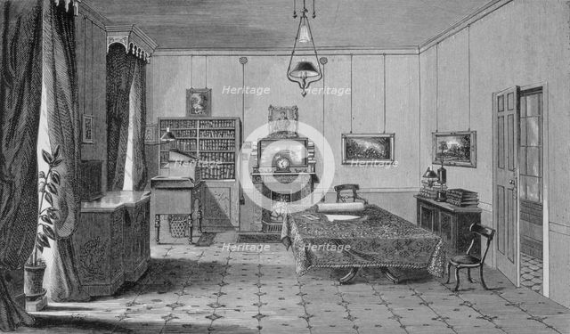 Faraday's Study at the Royal Institution, from The Life and Letters of Faraday, pub. 1870 (lithograp