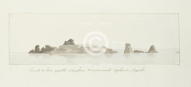 Faraglioni rocks off the Capri coast, 1778. Creator: Louis Ducros.