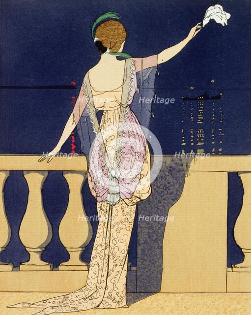 'Farewell at Night', design for an evening dress by Jeanne Paquin, early 20th century. Artist: Georges Barbier