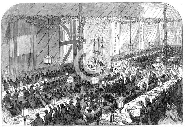 Farewell banquet to the 109th Regiment at Kurrachee, 1864. Creator: Unknown.
