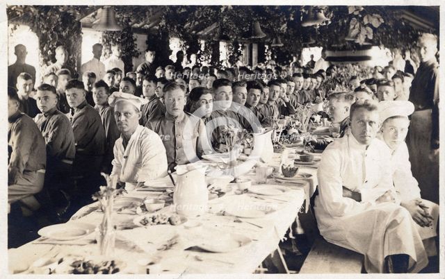 Farewell dinner for Company B, 112th Engineers, Fort Sheridan, Illinois, USA, 29th September, 1917. Artist: Unknown