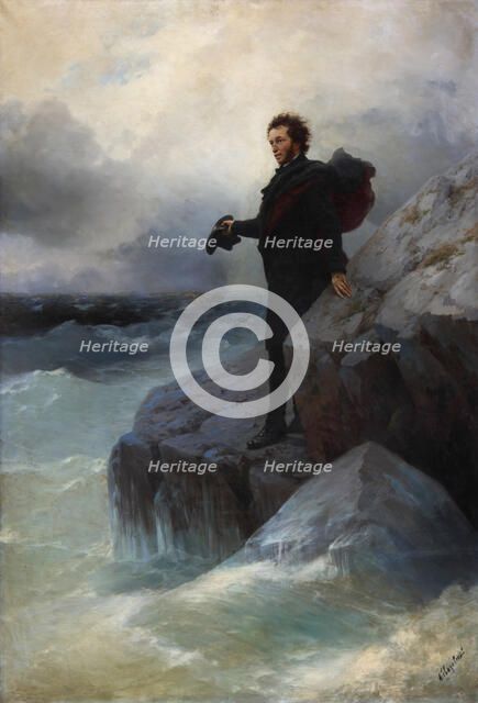 Farewell, free element, o Sea! Alexander Pushkin on the Black Sea, 1877. Creator: Aivazovsky, Ivan Konstantinovich (1817-1900).
