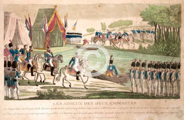 Farewell of Napoleon and Alexander I at Tilsit on July 1807, ca 1808.