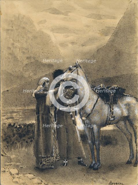 Farewell of Zara with Ismail. Illustration to the poem Ismail Bey by Mikhail Lermontov, 1890-1891. Artist: Vrubel, Mikhail Alexandrovich (1856-1910)
