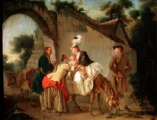 Farewell to the Wet Nurse 1777. Artist: Etienne Aubry