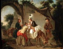 Farewell to the Wet Nurse 1777. Artist: Etienne Aubry