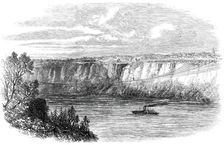 Farina, with a man on his back, crossing the Niagara on a tightrope..., August 29, 1860. Creator: Unknown