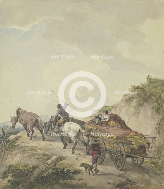 Farm wagon in a mountainous landscape, 1790. Creator: Wilhelm von Kobell.