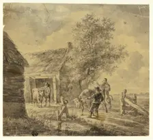 Farm with Men and Cows, n.d. Creator: Possibly Ferdinand Kobell German, 1740-1799