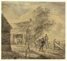 Farm with Men and Cows, n.d. Creator: Possibly Ferdinand Kobell German, 1740-1799
