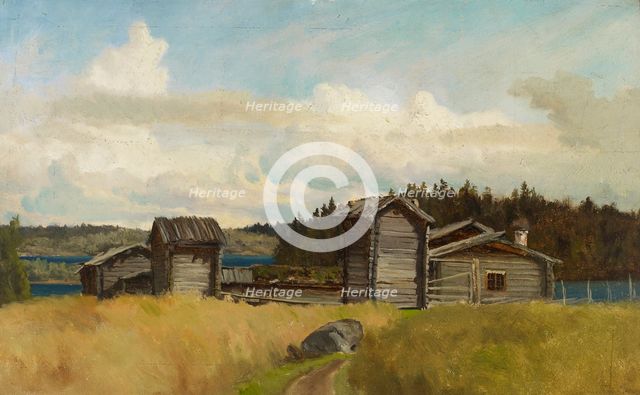 Farm with outbuildings, exercise. Creator: Hjalmar Munsterhjelm.