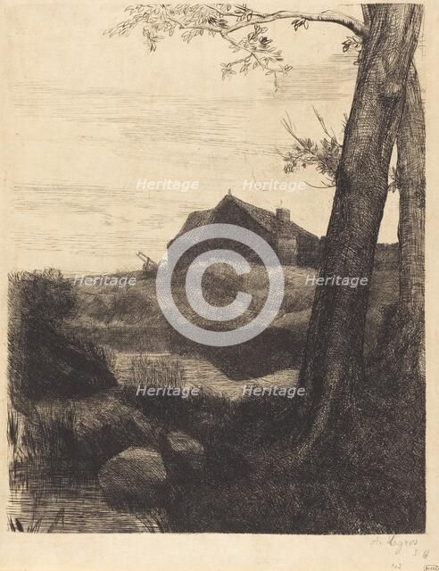 Farm with Large Tree (La ferme au grand arbre). Creator: Alphonse Legros.