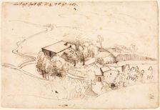 Farm with Trees in a Hilly Landscape (recto), 1567. Creator: Gherardo Cibo (Italian, 1512-1600)
