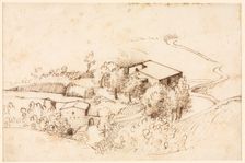 Farm with Trees in a Hilly Landscape (verso), 1567. Creator: Gherardo Cibo (Italian, 1512-1600)