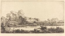 Farm along the River seen by Evening Light (La ferme sur la riviere: Effet du soir). Creator: Alphonse Legros