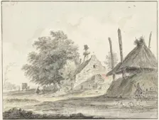 Farm and a haystack, 1733-1784. Creator: Hendrik Spilman
