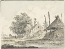 Farm and a haystack, 1733-1784. Creator: Hendrik Spilman
