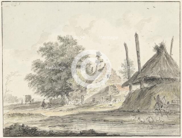 Farm and a haystack, 1733-1784. Creator: Hendrik Spilman.